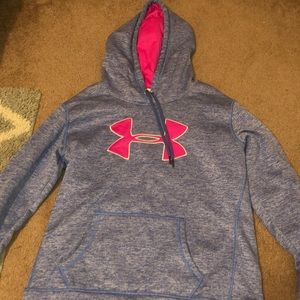 blue and pink under armour hoodie size medium